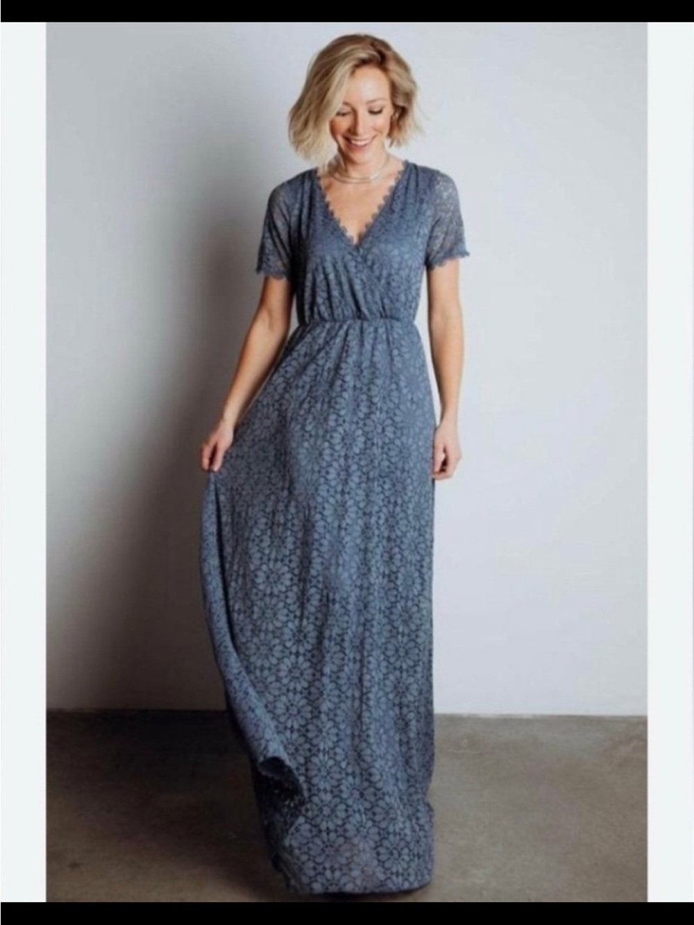 Baltic Born Dusty Blue Venice Lace Wrap Maxi Dress